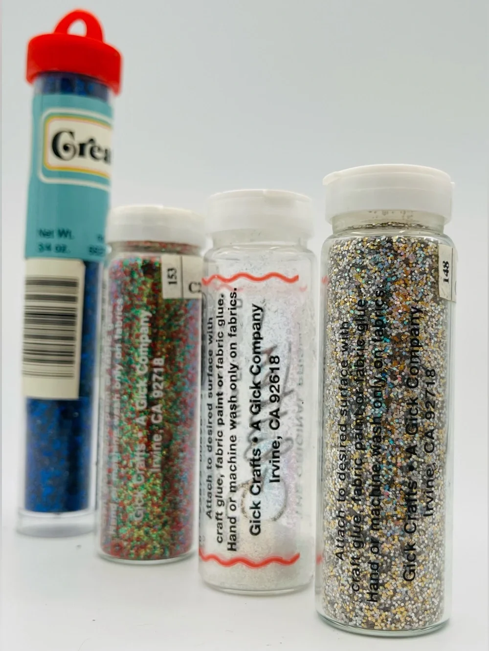 Mixed lot colors sizes Prisma Glitter tubes Vintage Metallic Gold blue red